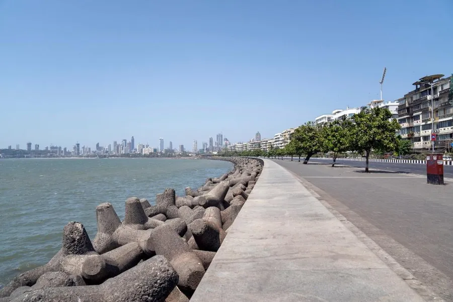 Marine Drive, Mumbai — the sea wall promenade with the city skyline